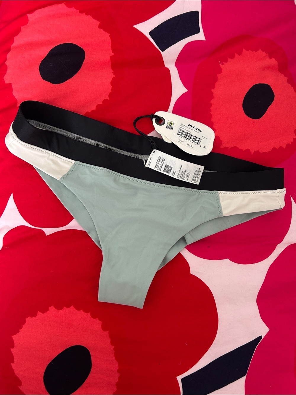 Prana Women's Sage, Black & Cream Colorblock Bikini Bottom